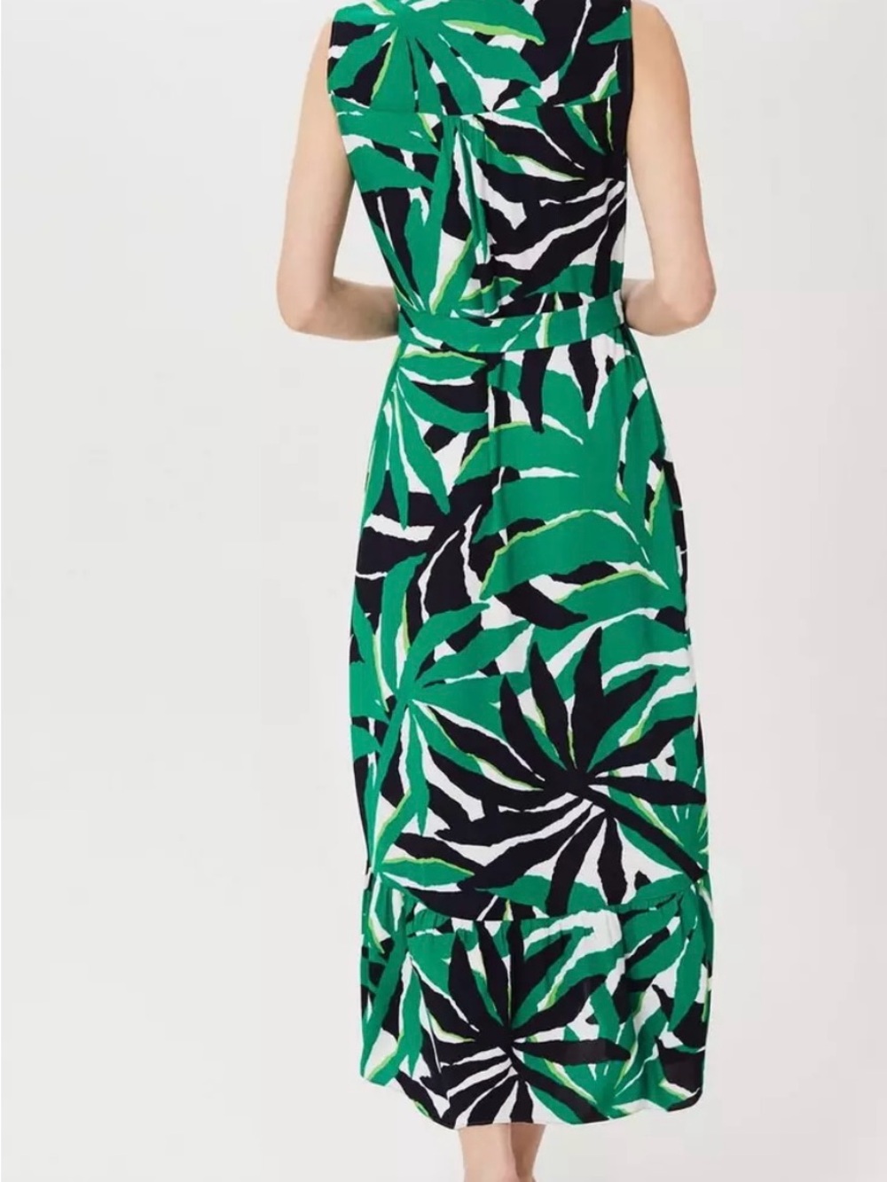 Hobbs London Green Tropical Leaf Maxi Dress Size 10 - Picture 2 of 10